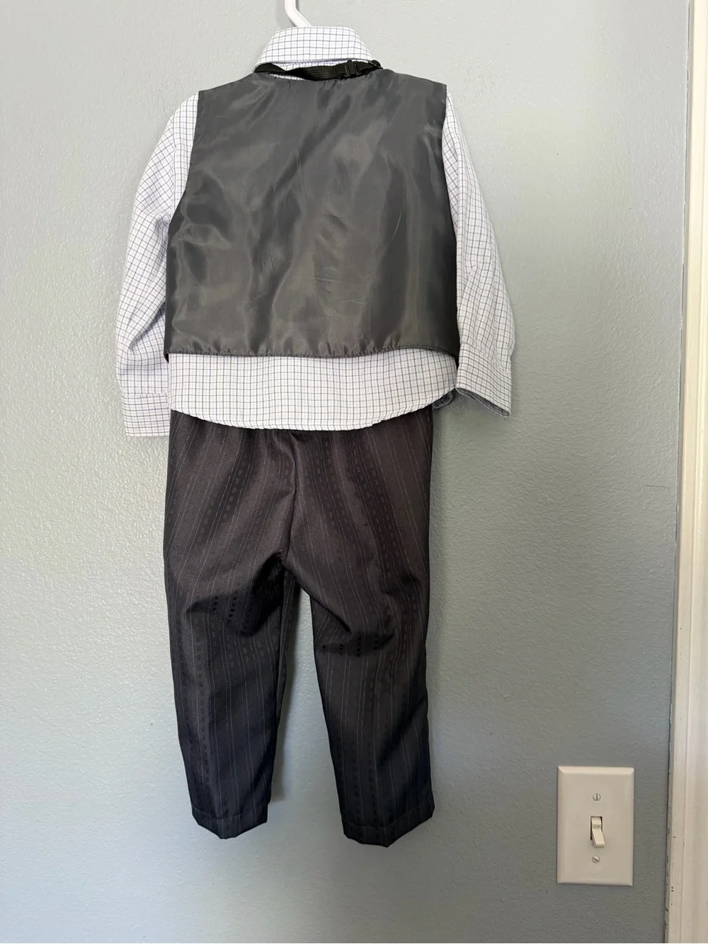 Andrew Fezza White and Blue Checked Baby Dress Shirt